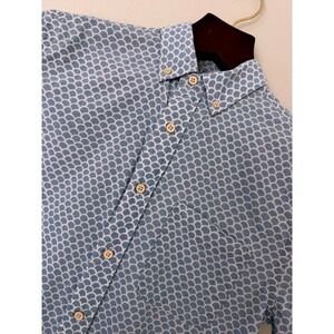 Faherty Mens Short Sleeve Button Up Shirt Indigo Dyed Scallop Pattern Size XS‎
